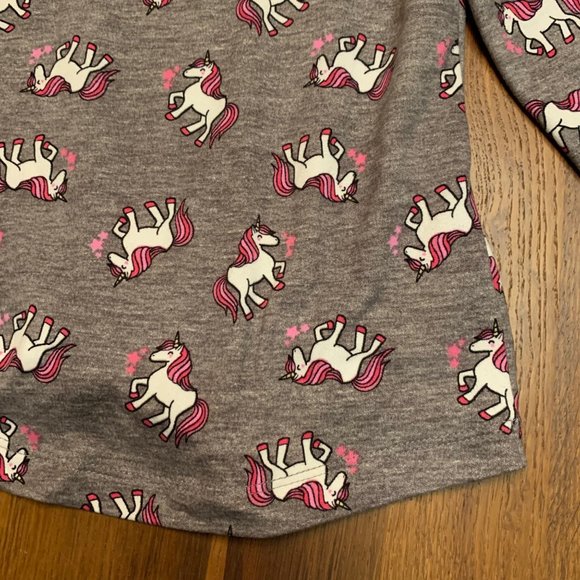 LILY BLEU Girls Soft Unicorn Top Shirt 4 4T Grey Pink Unicorns Knot Hood Girl - Picture 6 of 9